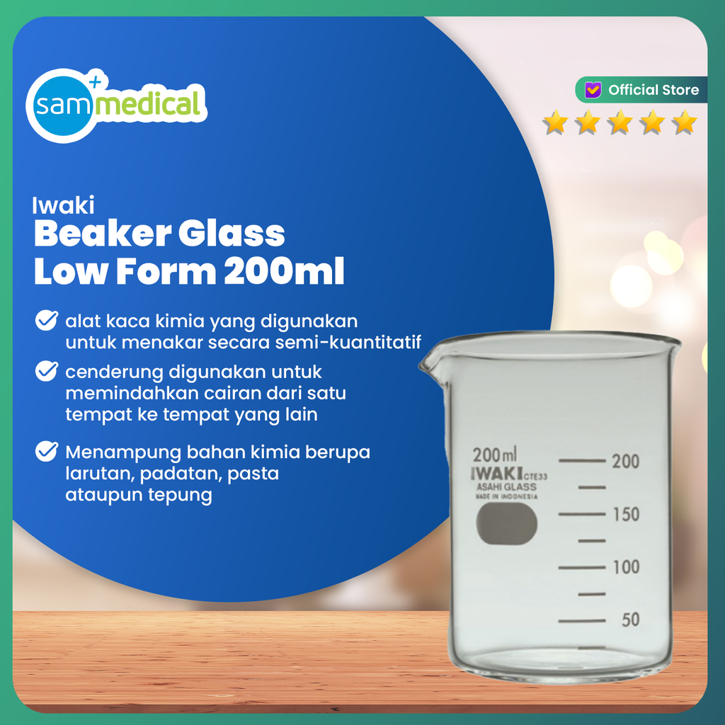 [00320153566] Iwaki Beaker Glass Low Form 200ml(1000BK200)