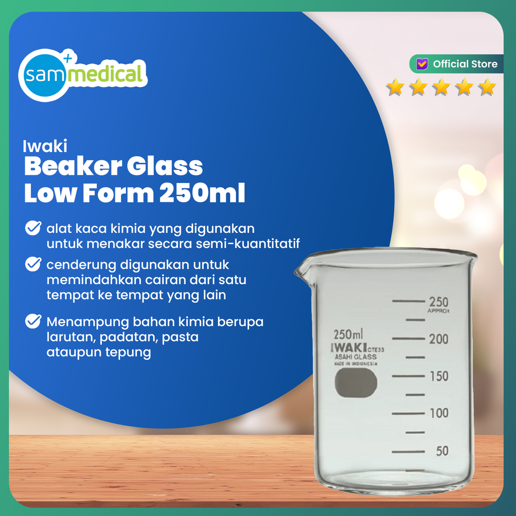 Iwaki Beaker Glass Low Form 250ml(1000BK250)