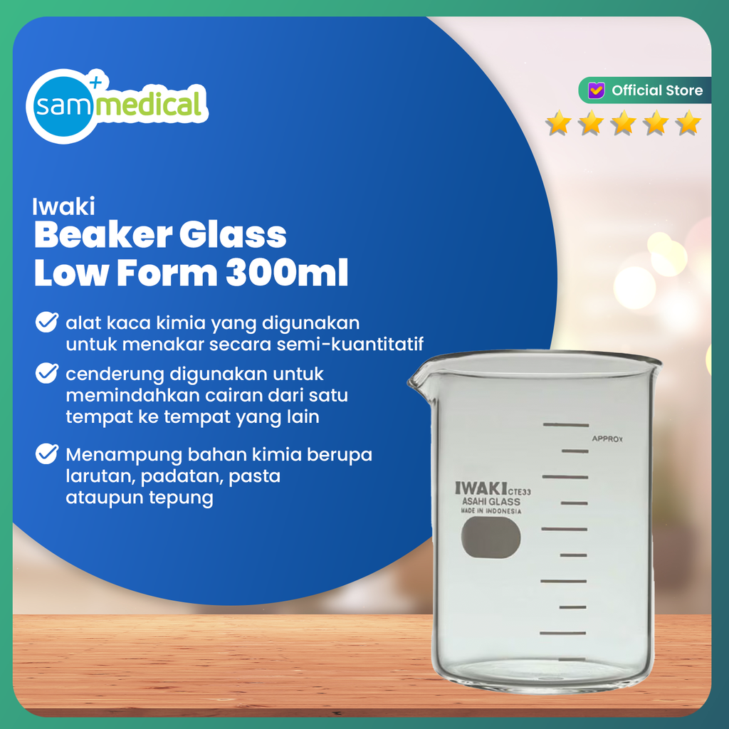 [00320153568] Iwaki Beaker Glass Low Form 300ml (1000BK300)