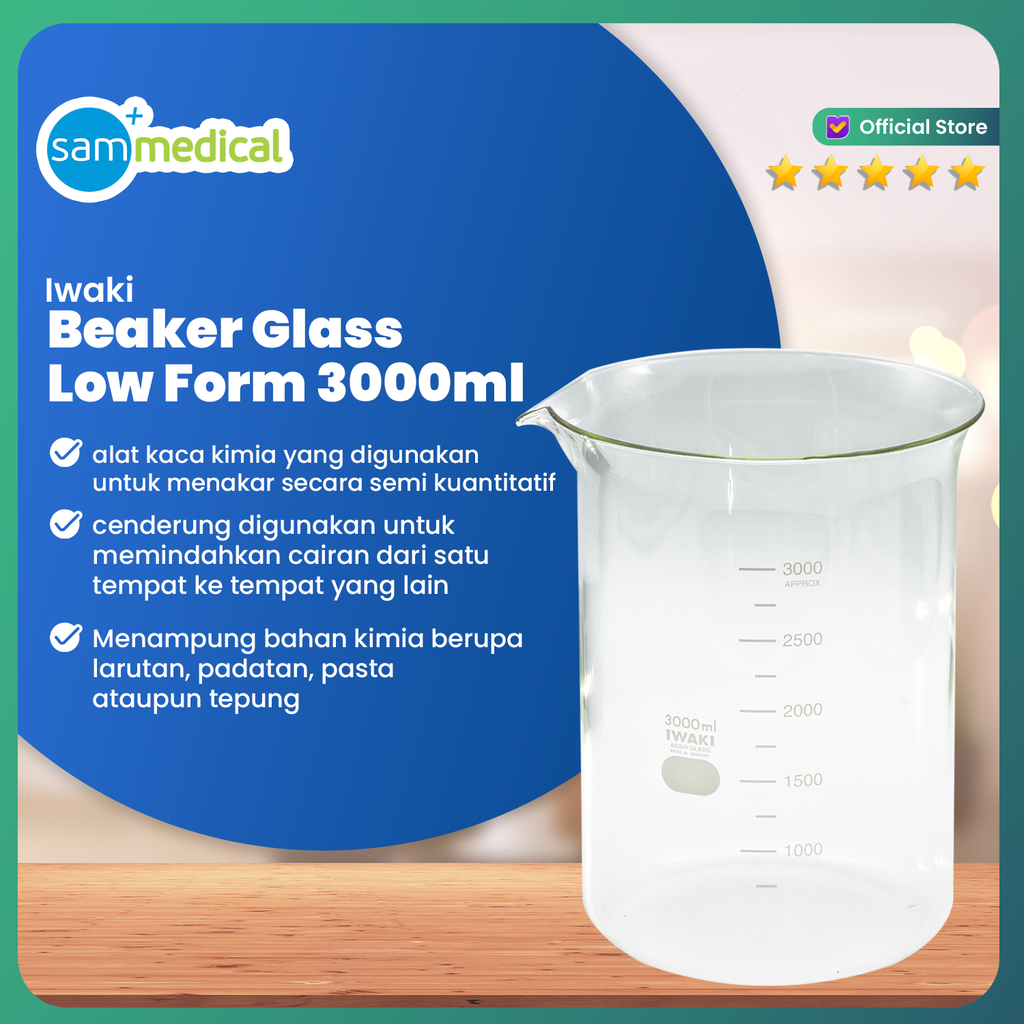 [00320153572] Iwaki Beaker Glass Low Form 3000ml(1000BK3000)