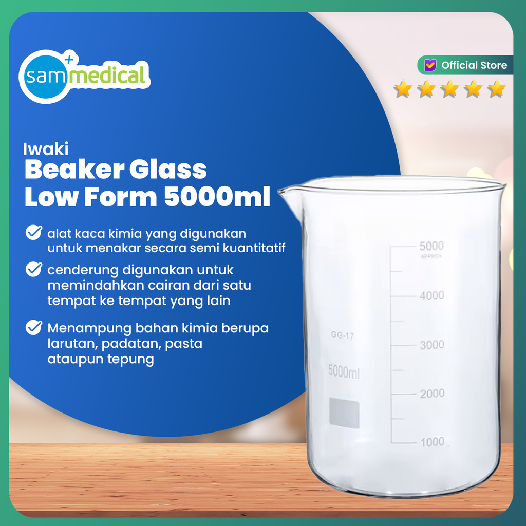 [00320153573] Iwaki Beaker Glass Low Form 5000ml(1000BK5000)