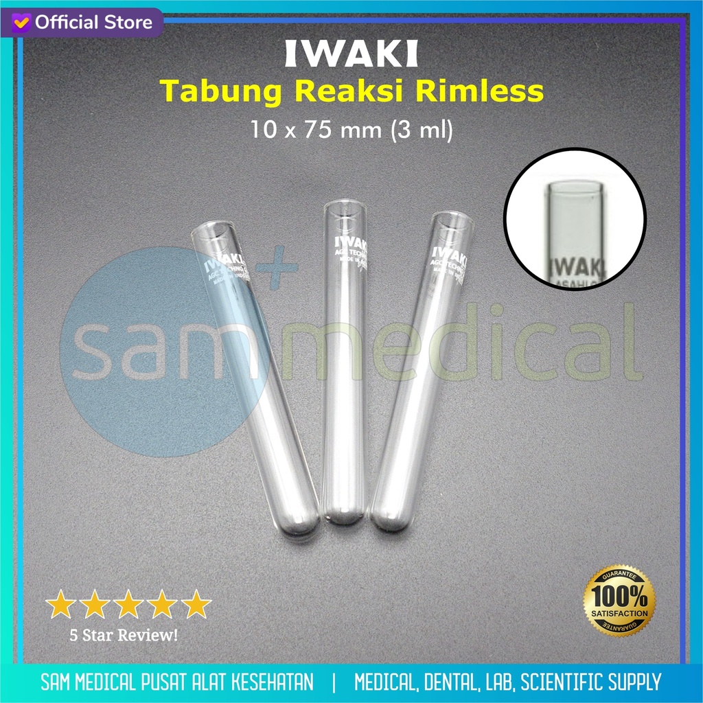 [00320153588] Iwaki Tabung Reaksi Rimless 10x75mm (3ml)(9820TST10-75NP)