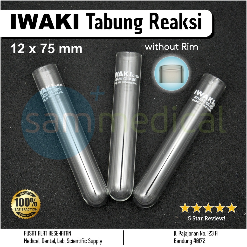 [00320153589] Iwaki Tabung Reaksi Rimless 12x75mm (4ml)(9820TST12-75NP)