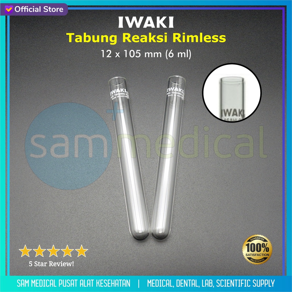 [00320153591] Iwaki Tabung Reaksi Rimless 12x105mm (6ml)(9820TST12-105NP)