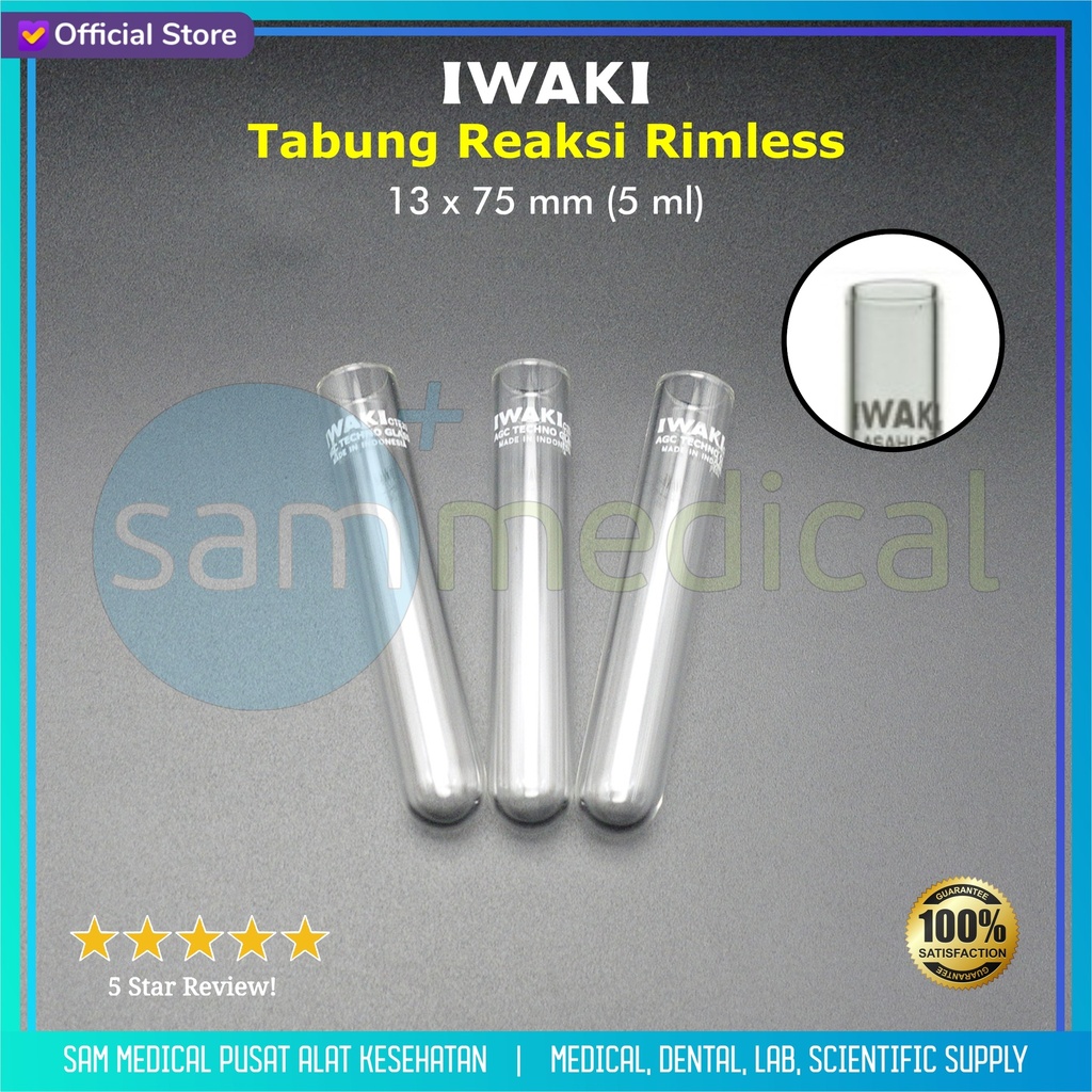 [00320153593] Iwaki Tabung Reaksi Rimless 13x75mm (5ml) (9820TST13-75NP)