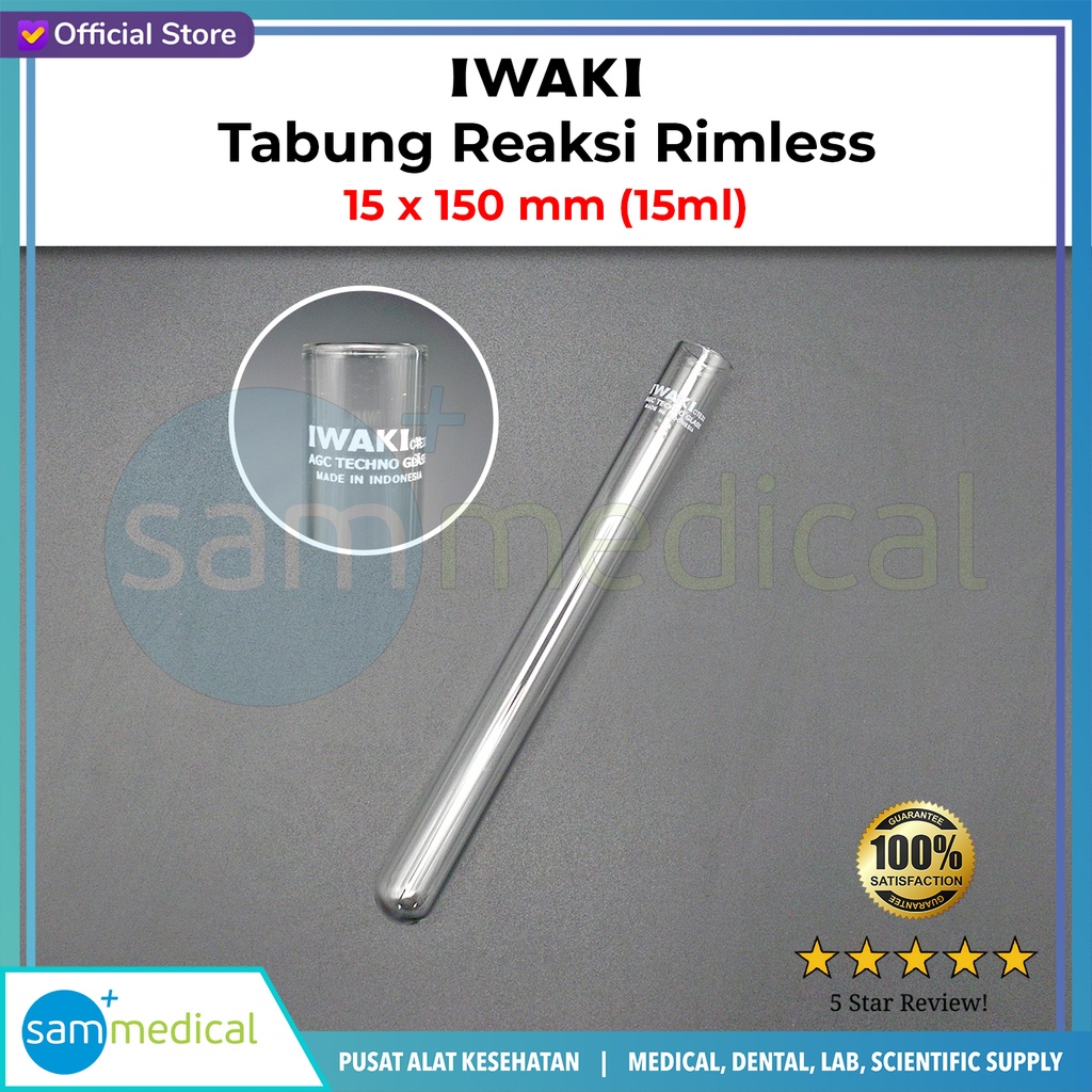 [00320153604] Iwaki Tabung Reaksi Rimless 15x150mm (15ml)(9820TST15-NP)