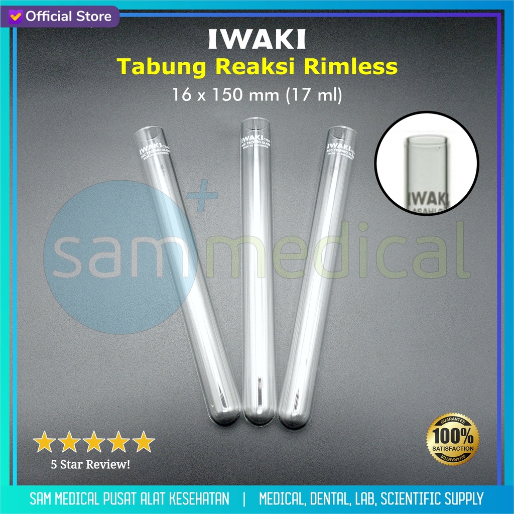 [00320153607] Iwaki Tabung Reaksi Rimless 16x150mm (17ml)(9820TST16-150NP)