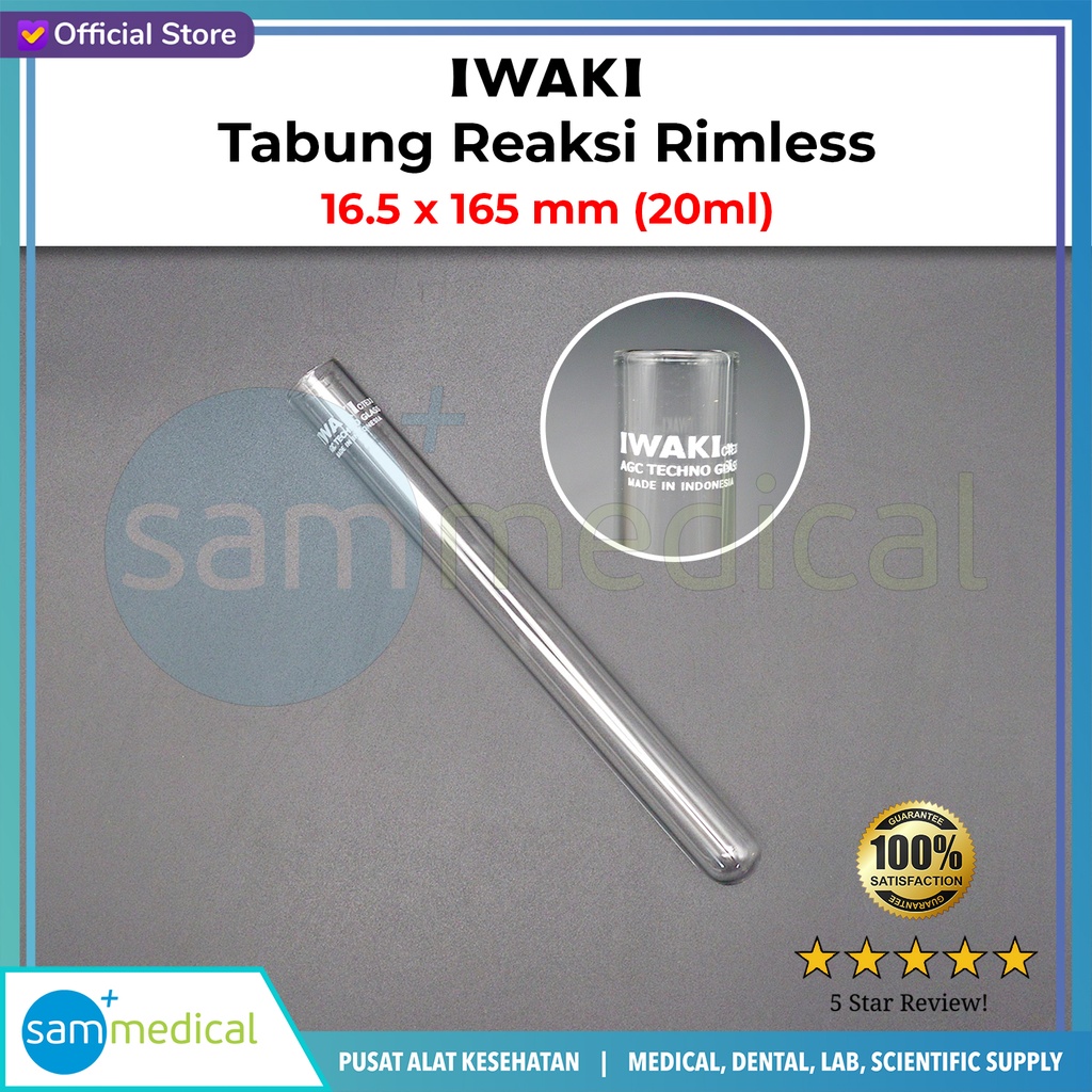 [00320153609] Iwaki Tabung Reaksi Rimless 16.5x165mm (20ml)(9820TST16.5NP)