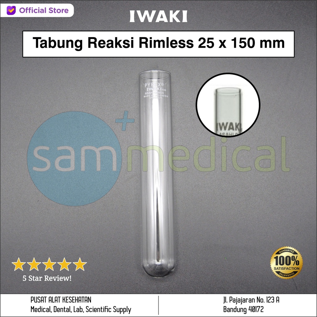 [00320153615] Iwaki Tabung Reaksi Rimless 25x150mm (47ml)(9820TST25-150NP)