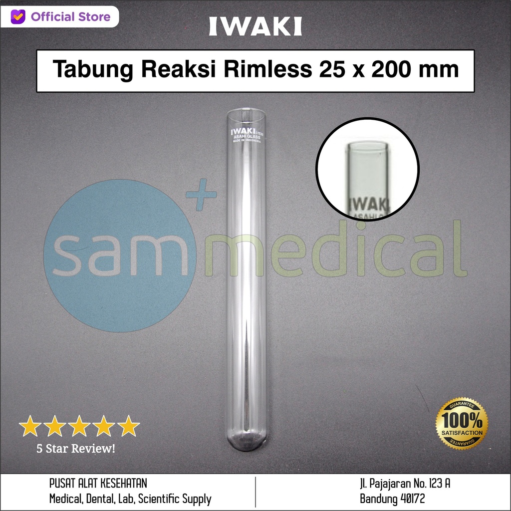 [00320153616] Iwaki Tabung Reaksi Rimless 25x200mm (63ml)(9820TST25NP)
