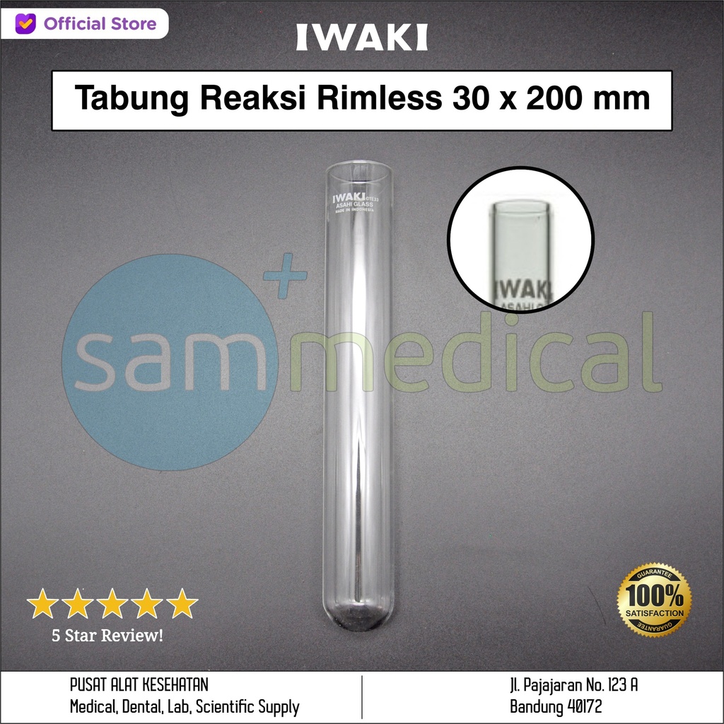 [00320153617] Iwaki Tabung Reaksi Rimless 30x200mm (93ml)
