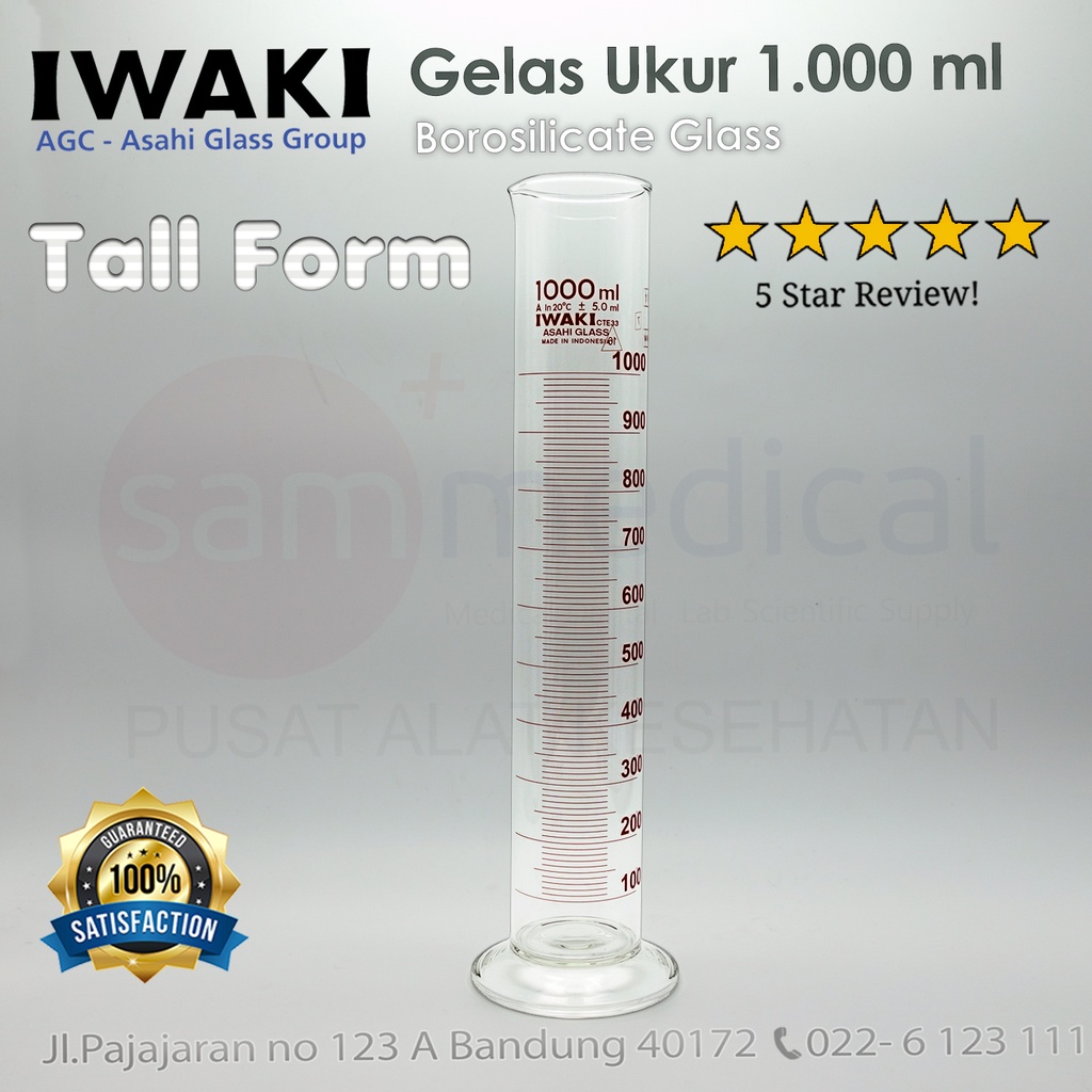[00320153627] Iwaki Gelas Ukur Amber Grad 1000ml(3022-1000-N)