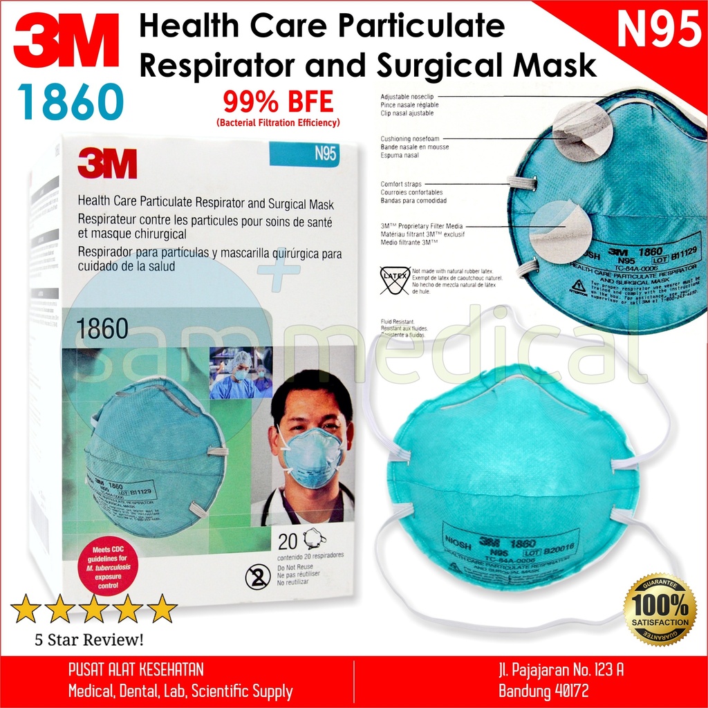 [00120154169] 3M N95 Particulate Respirator & Surgical Mask @pcs 1860