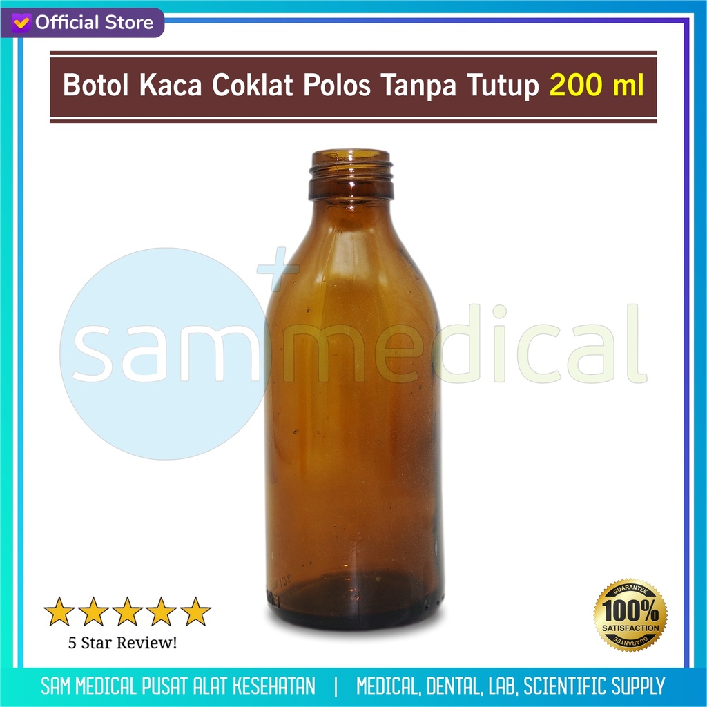 [00120154367] Botol Kaca Coklat Polos Tanpa Tutup 200ml