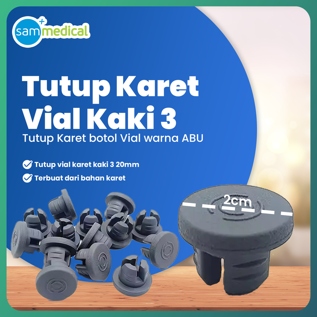 TIDAK DIJUAL Tutup Karet Vial ABU 3 kaki (Diameter 2 cm)
