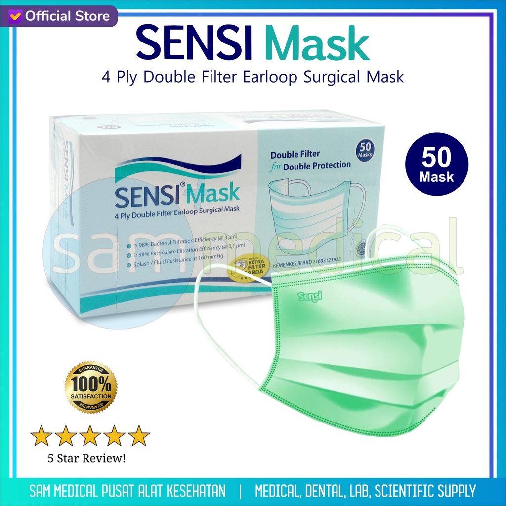 Sensi Masker Ear Loop Green @50pcs