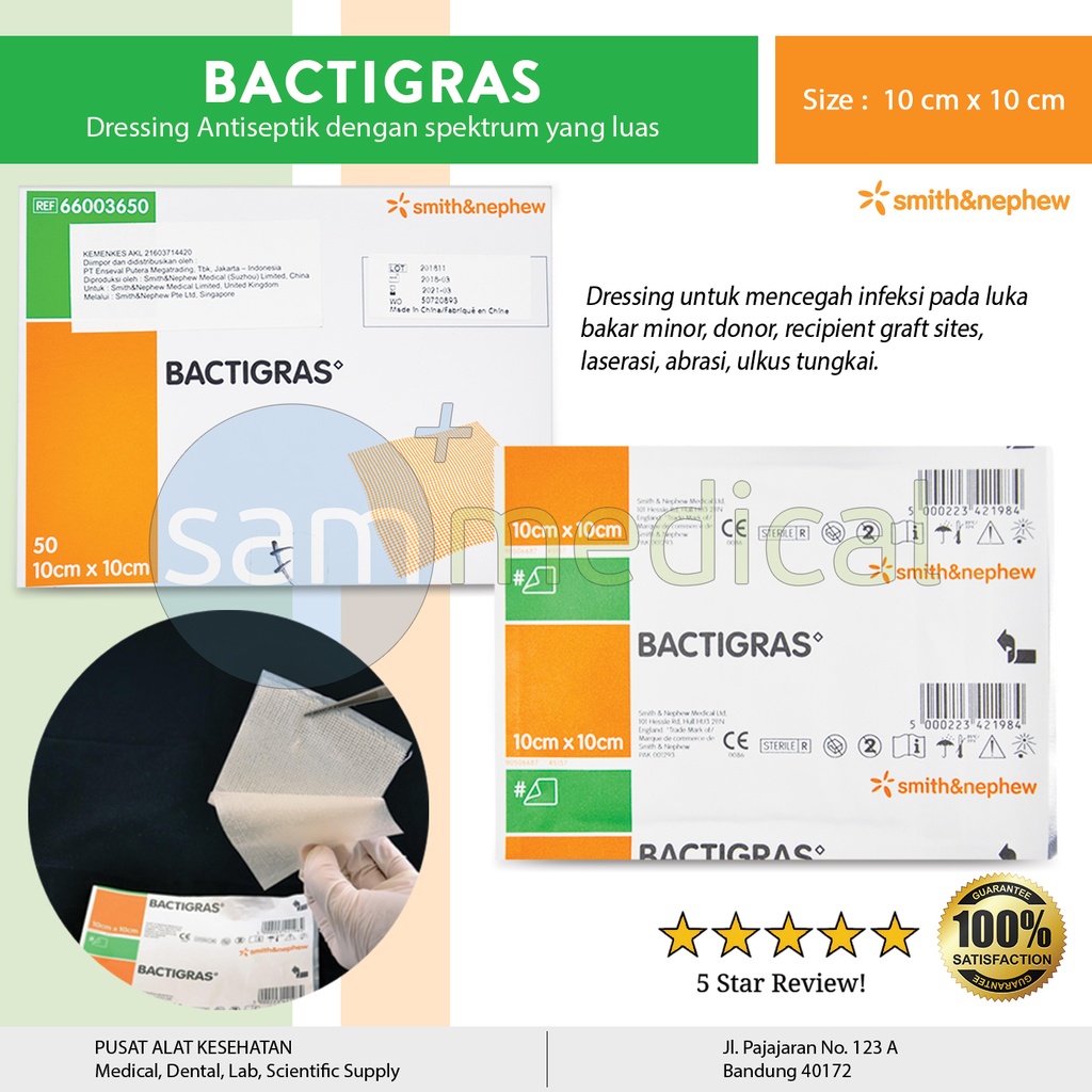 [00120154524] Smith&Nephew Bactigras 10x10cm