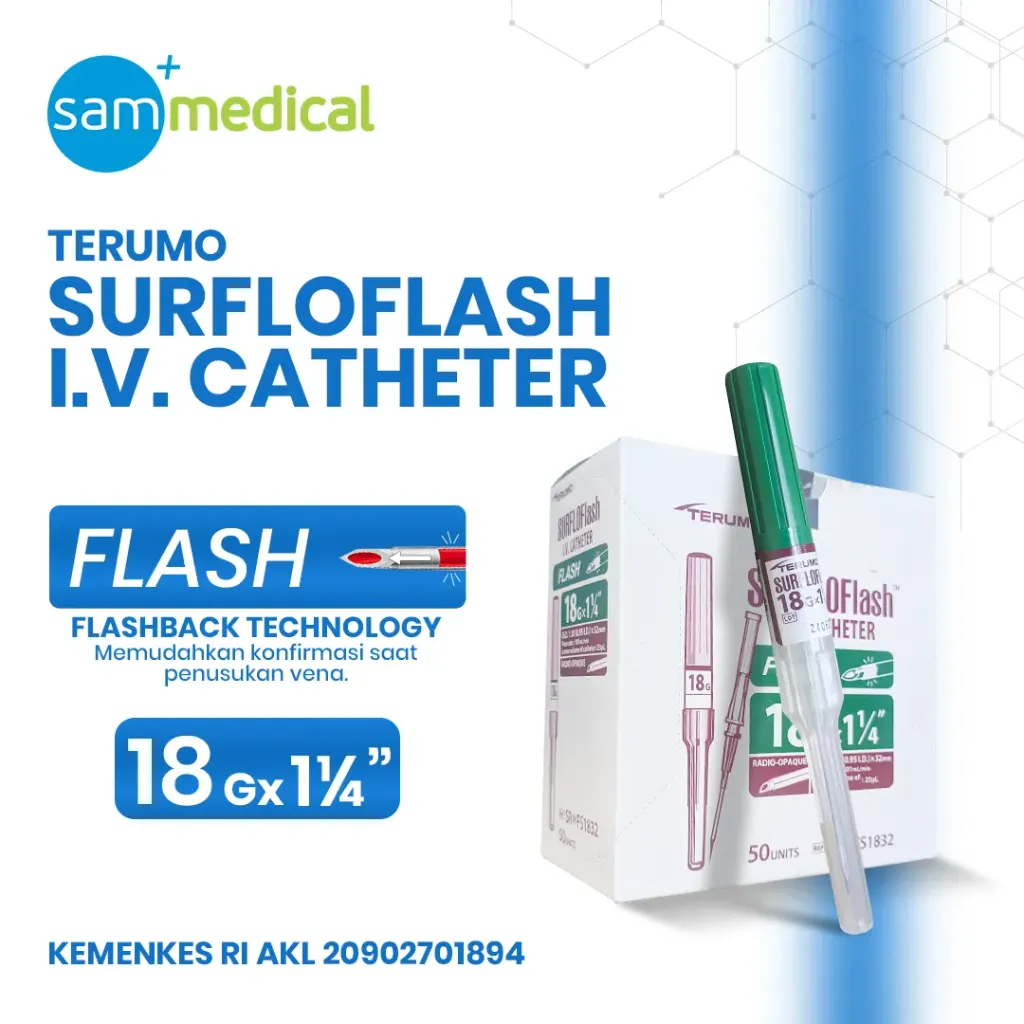 [00120160157] Terumo Surflo Flash IV Catheter 18G x 1-1/4" (Hijau)