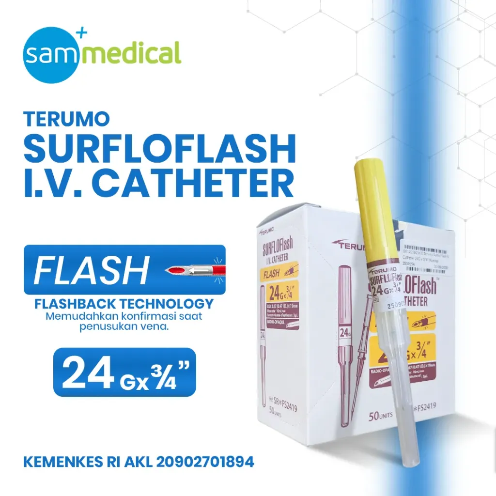 Terumo Surflo Flash IV Catheter 24G x 3/4" (Kuning)