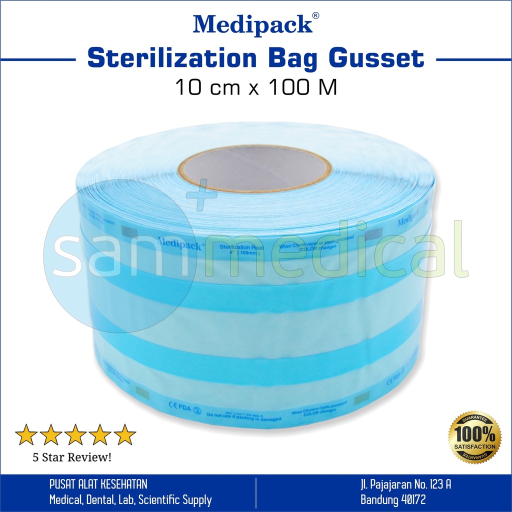 Medipack Sterilization Bag Gusette 10cmx100m @reel