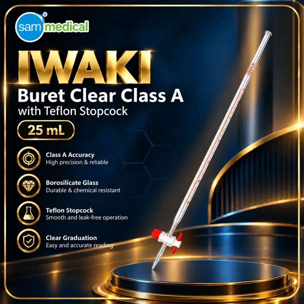 Iwaki Buret Clear Class A w/ Teflon Stopcock 25ml(2103BURET25S)