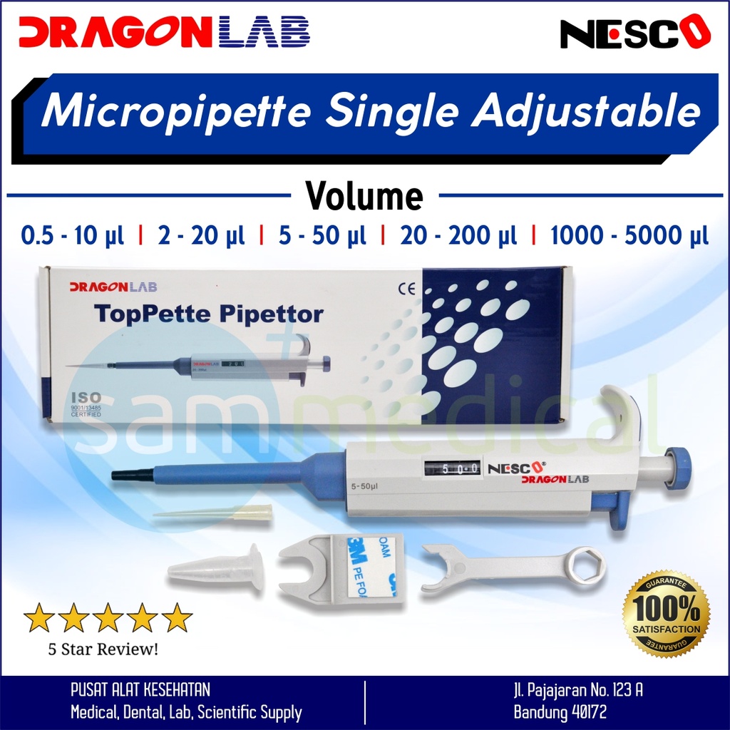 [00120160343] Nesco Dragon Lab Micropipette Single Adj 5-50ul