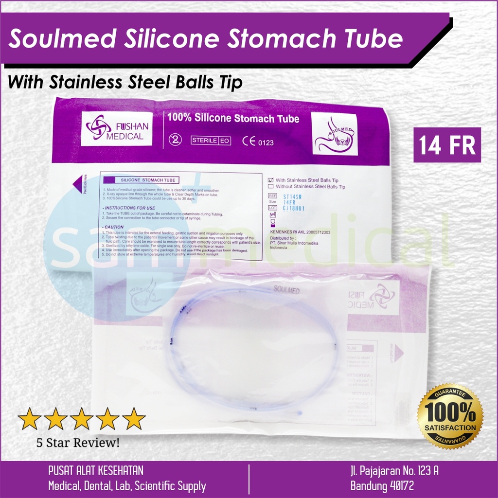 [00120160368] Soulmed Stomach Tube Silicone w/ Stainless Ball - 14 FR