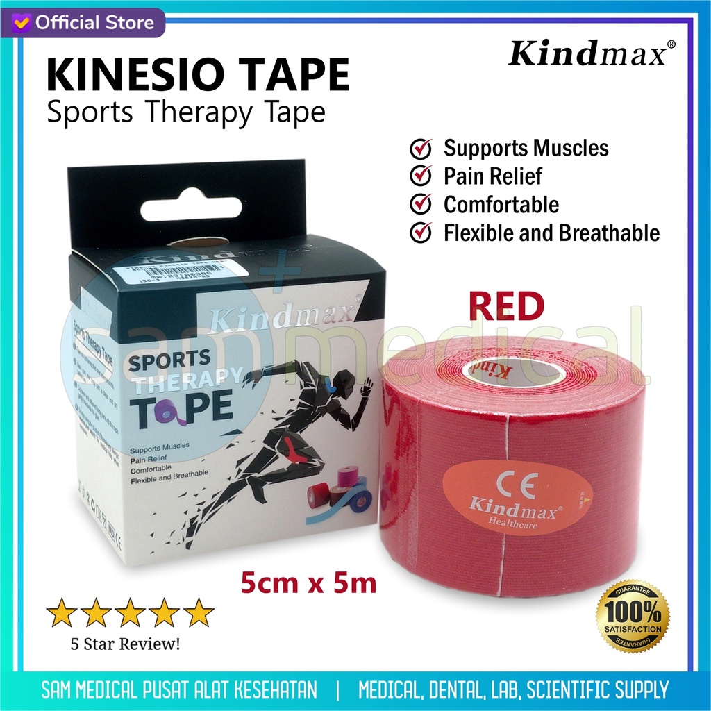 [00120160386] Kindmax Kinesio Tape Red 5cmx5m