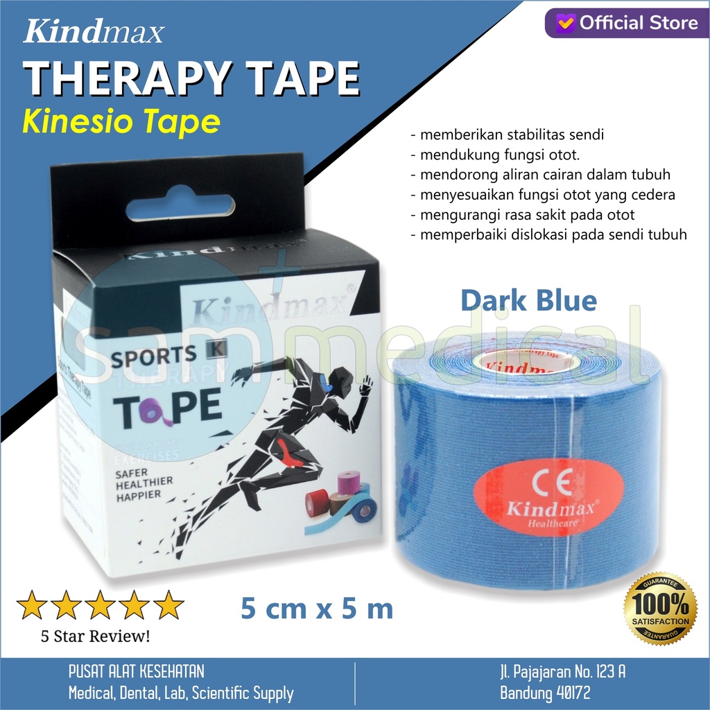 [00120160388] Kindmax Kinesio Tape Dark Blue 5cmx5m