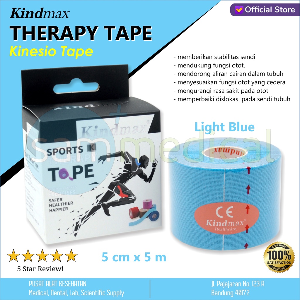 [00120160389] Kindmax Kinesio Tape Light Blue 5cmx5m