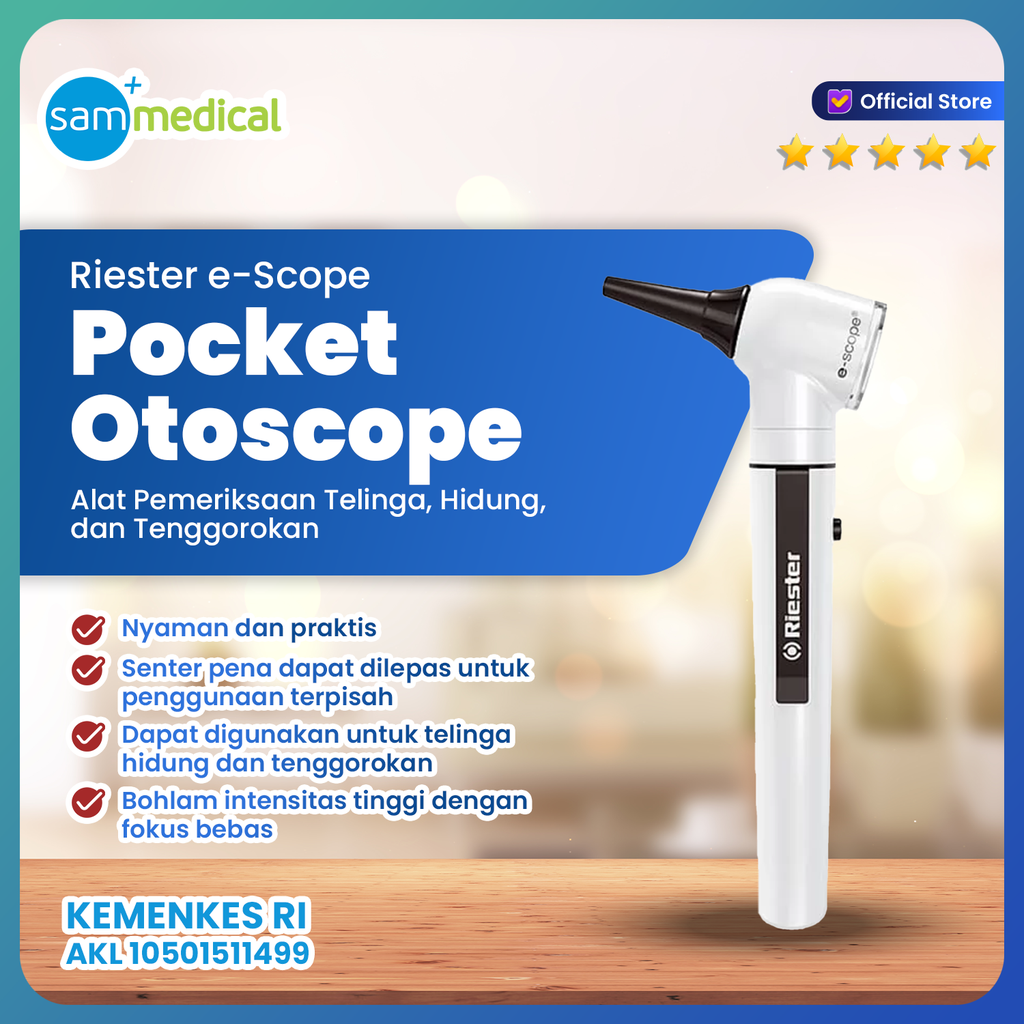 [00120160390] Riester E-Scope Otoscope Dirct Illum Vacuum 2.7V White 2100-200