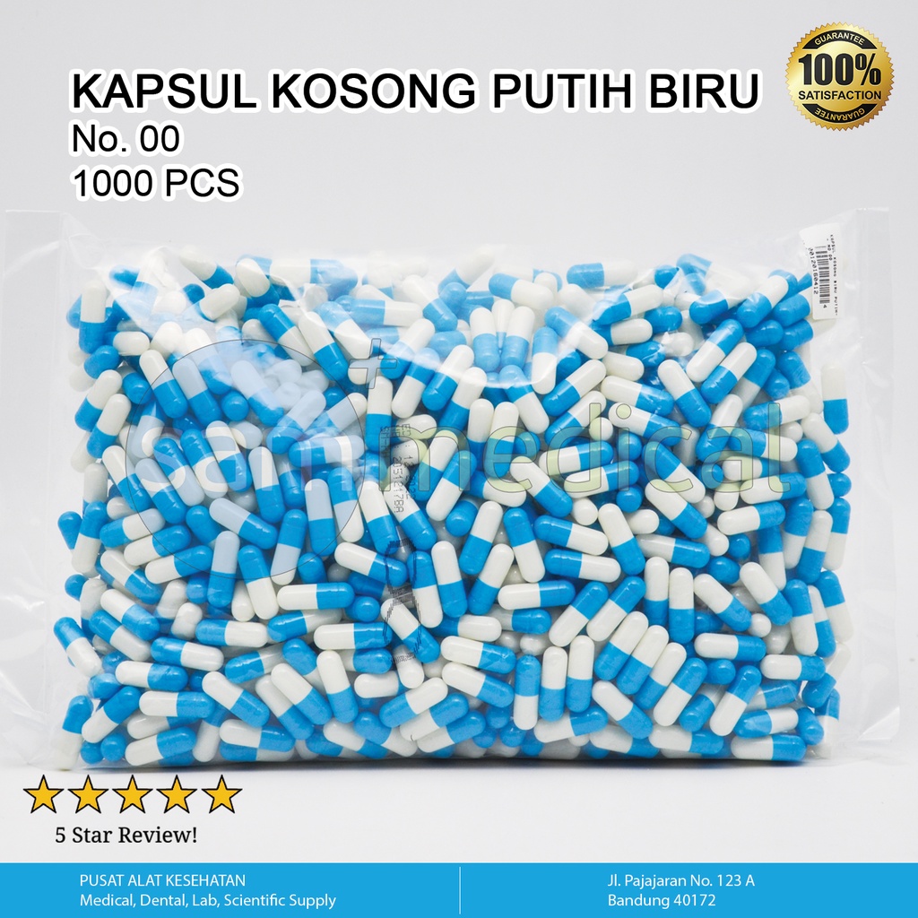 Kapsul Kosong No 00 (1000mg) - Biru Putih