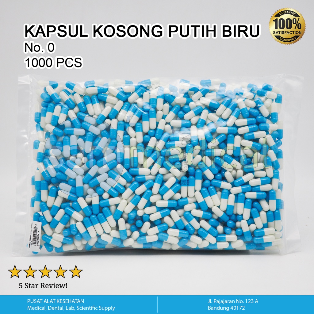 Kapsul Kosong  No 0 (500mg) - Biru Putih