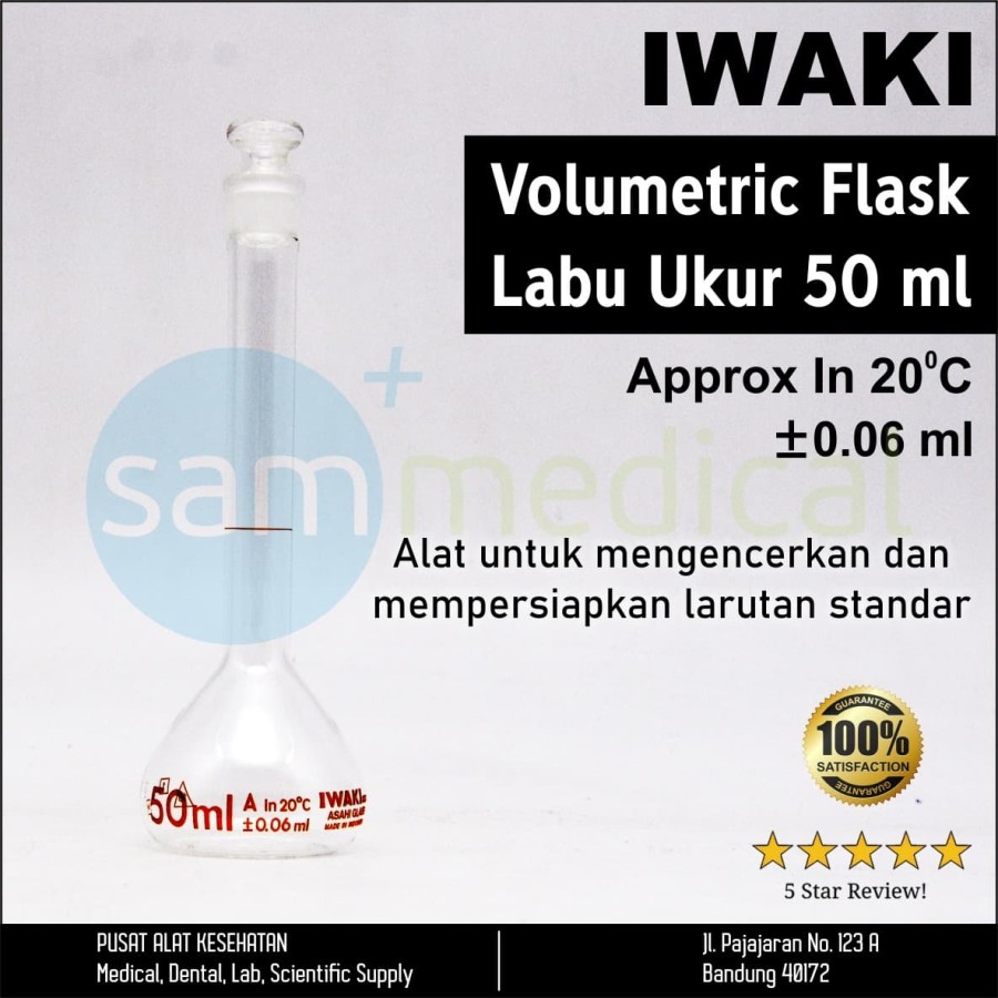 [00320160048] Iwaki Volumetric Flask / Labu Ukur 50ml(5640-50)