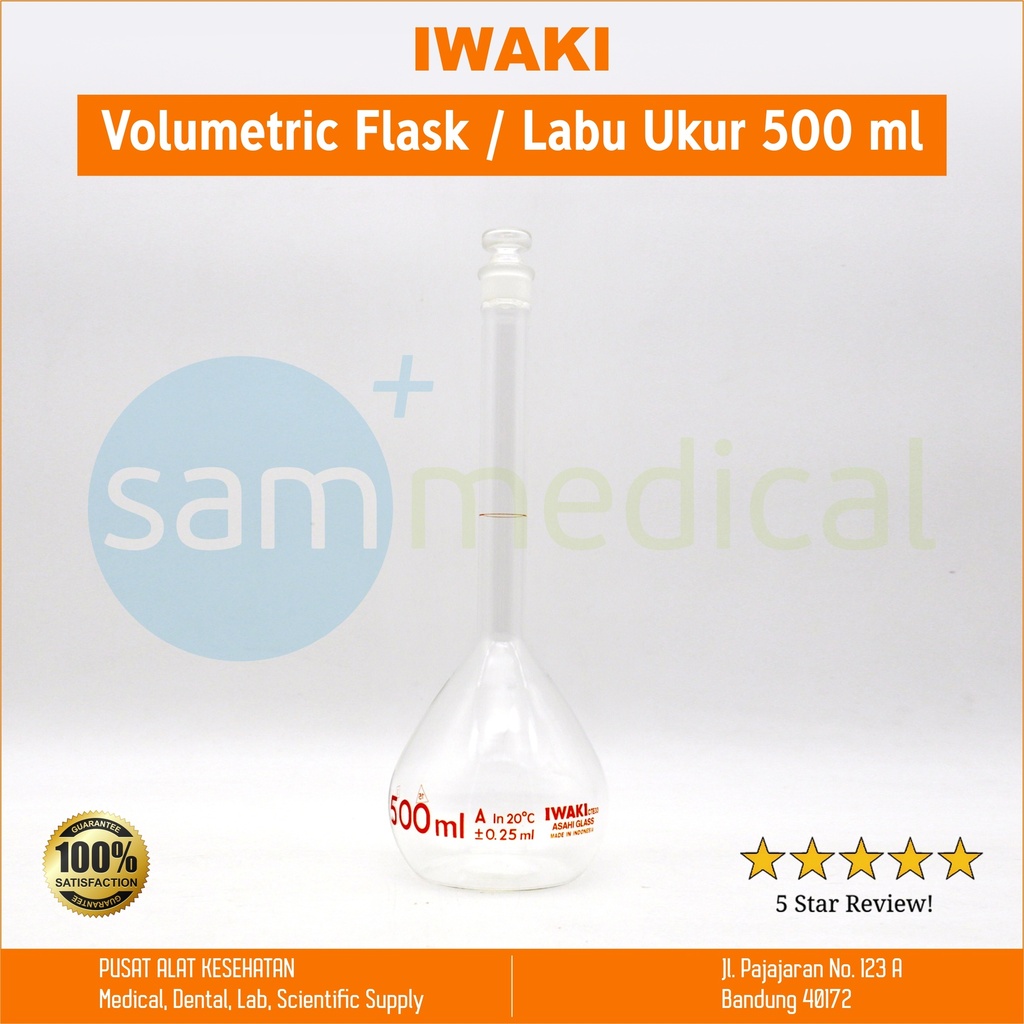 [00320160049] Iwaki Volumetric Flask / Labu Ukur 500ml(5640-500)