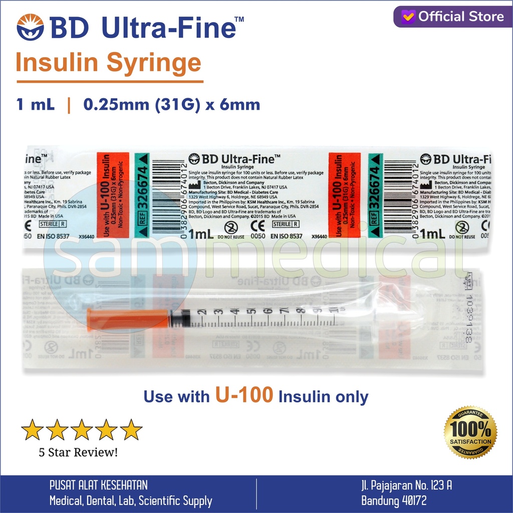 BD Spuit Ultrafine Spuit Insulin 1cc - 31Gx6mm U100(326674)
