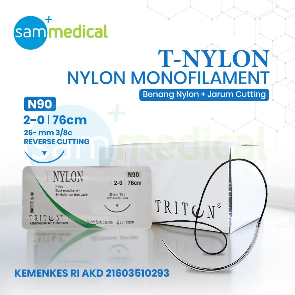 [00120160669] Triton Benang Nylon + Jarum Cutting - 2/0 (26mm 3/8 - 76cm)