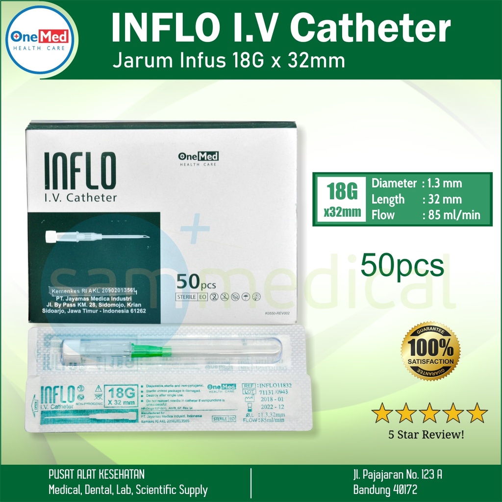 One Med Inflo IV Catheter No 18Gx32mm