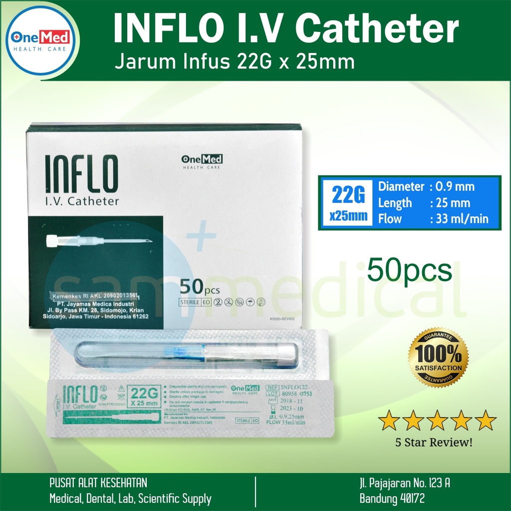 One Med Inflo IV Catheter No 22Gx25mm
