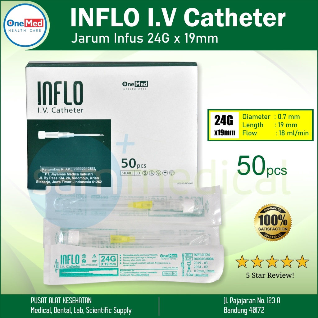 One Med Inflo IV Catheter No 24Gx19mm
