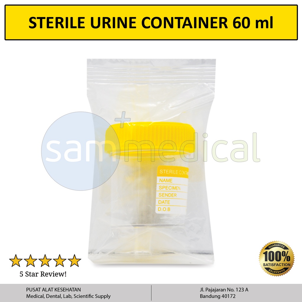 [00320160087] Labware Urine Container Steril 60ml (Tutup Kuning)