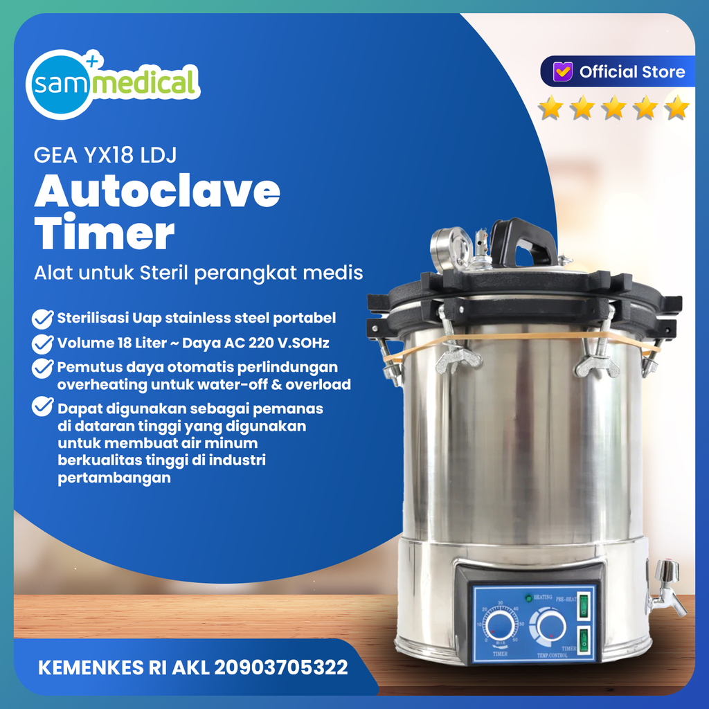 [00120160894] GEA Autoclave Stainless Steel Electric (TIMER) 18 Liter YX-18LDJ