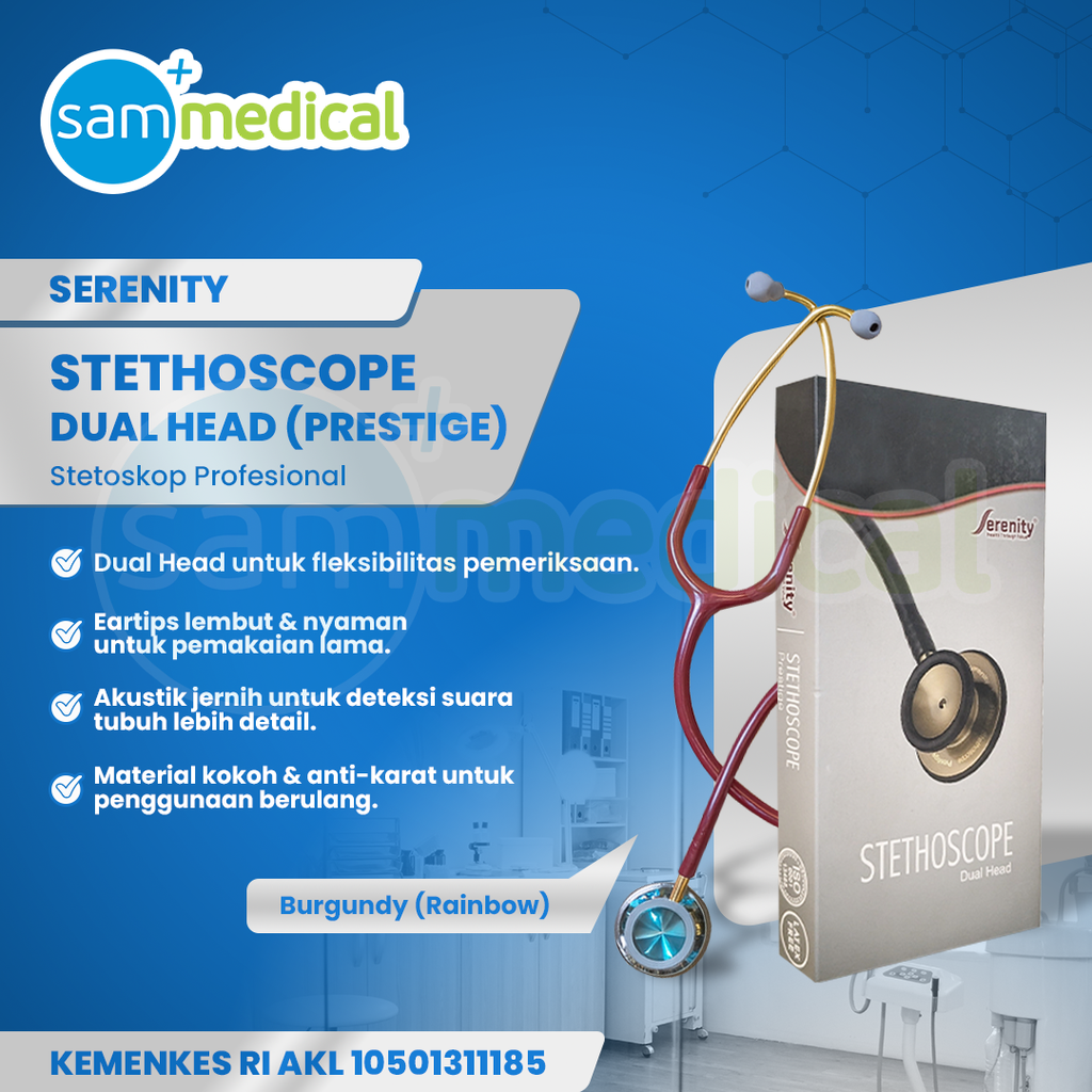 Serenity Stethoscope Dewasa Burgundy (Rainbow Finish)