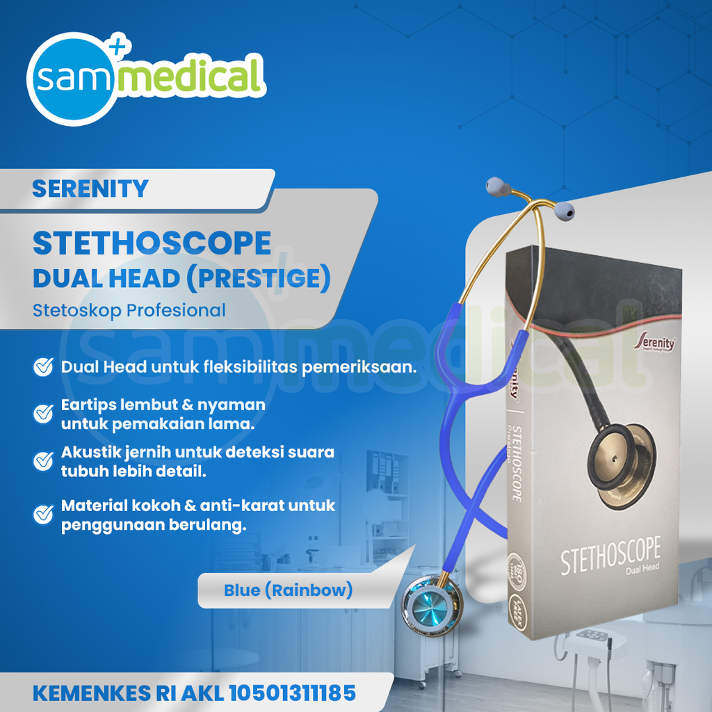 Serenity Stethoscope Dewasa Royal Blue (Rainbow Finish)