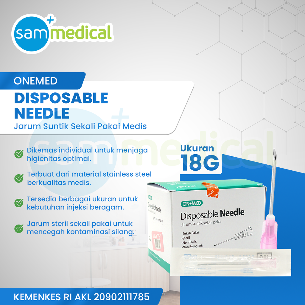 One Med Needle 18Gx1-1/2" @100pcs (ecatalog)