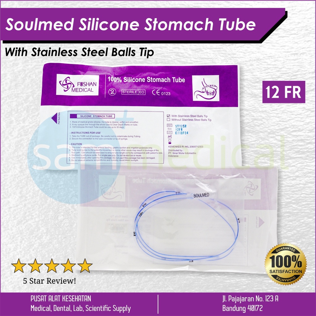 [00120170118] Soulmed Stomach Tube Silicone w/ Stainless Ball - 12 FR