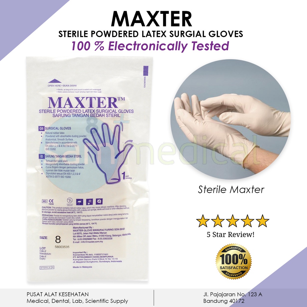 [00120170257] Maxter Sarung Tangan Sterile Size 7 @pcs