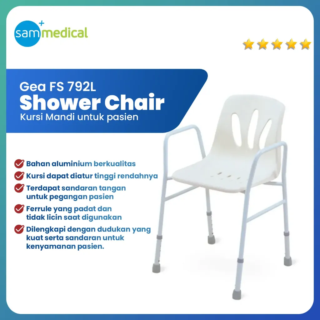 [00120170373] GEA Shower Chair Sandaran Punggung + Tangan FS 792L