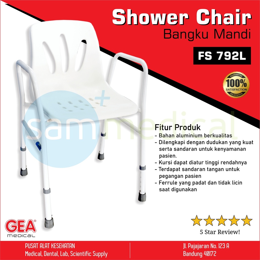[00120170373] GEA Shower Chair Sandaran Punggung + Tangan FS 792L