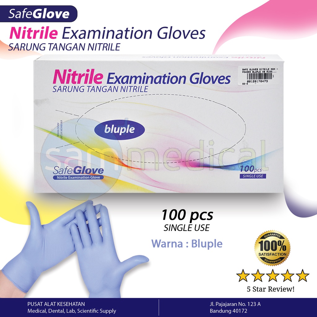 Safe Gloves Nitrile Non Powder BluPle XS @100pcs